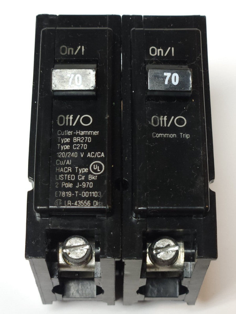 EATON CUTLER HAMMER BR270 2 Pole 70 AMP Type BR C270 Circuit Breaker