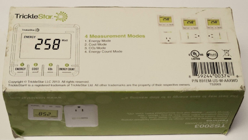 TRICKLESTAR TS2003 PLUG IN Energy Monitor 891EM US W AAXWD