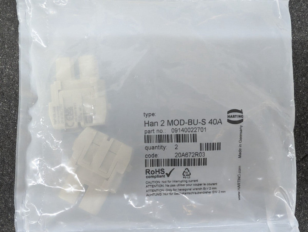 New, Harting, 09140022701, MODULE FEMALE 2POS SCREW