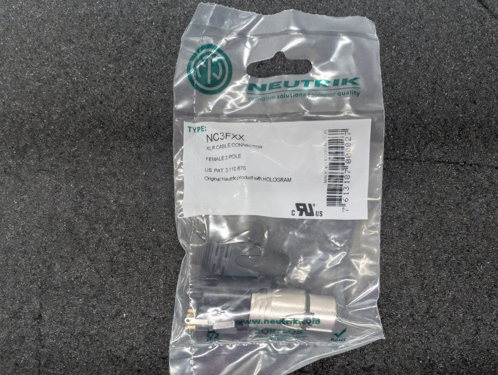 New, Neutrik, NC3FXX, Conn XLR Connector F 3 POS Solder ST Cable Mount, Lot of 2
