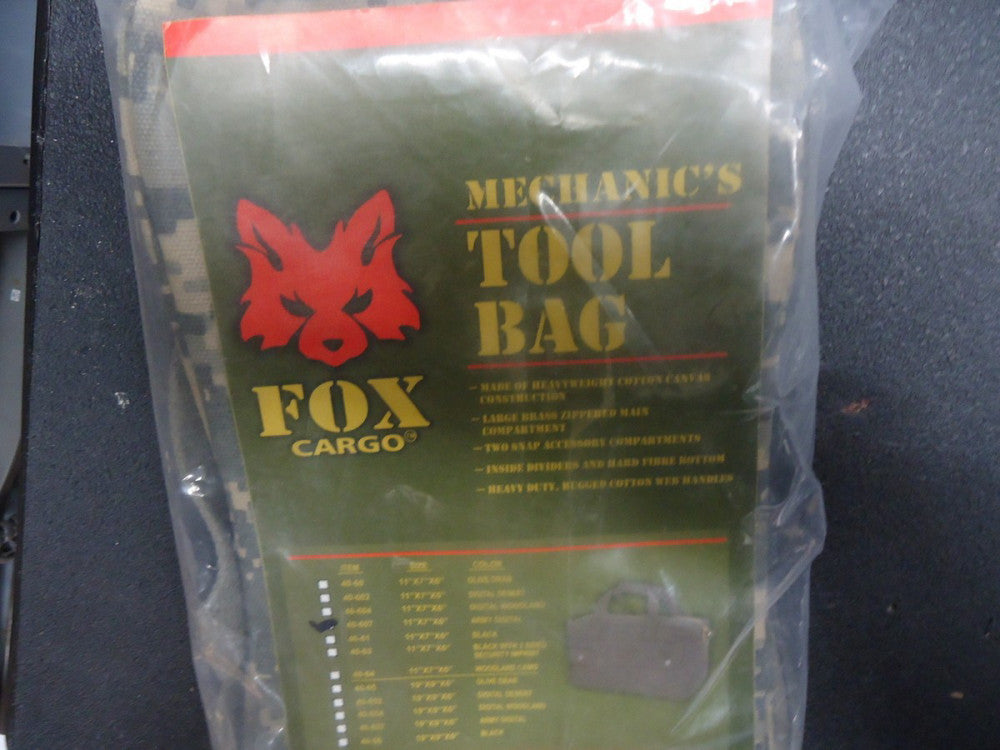 40-607 Fox Outdoor 11x7x6 Mechanics Tool Bag - Army Digital NEW!