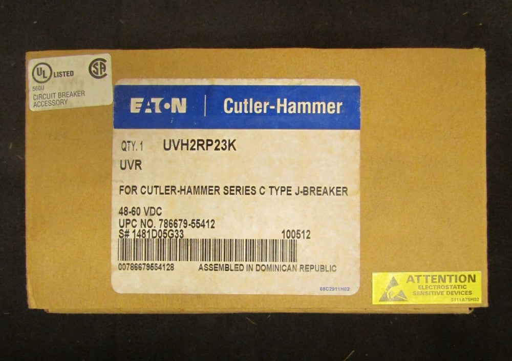 EATON CUTLER HAMMER UVH2RP23K J Breaker Undervoltage Release UVR 1481D05G33