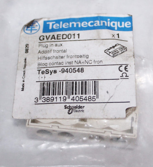TELEMECANIQUE GVAED011 Plug In NC Auxiliary Contact Tesys 940548 front mount