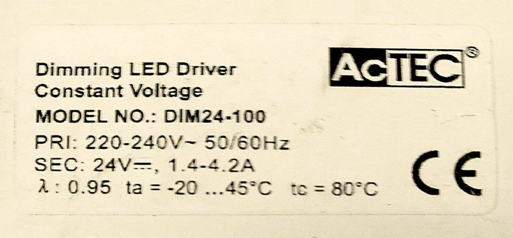 ACTECH Model DIM24 100 Constant Voltage DIMMING LED Driver Input 220 240 VAC