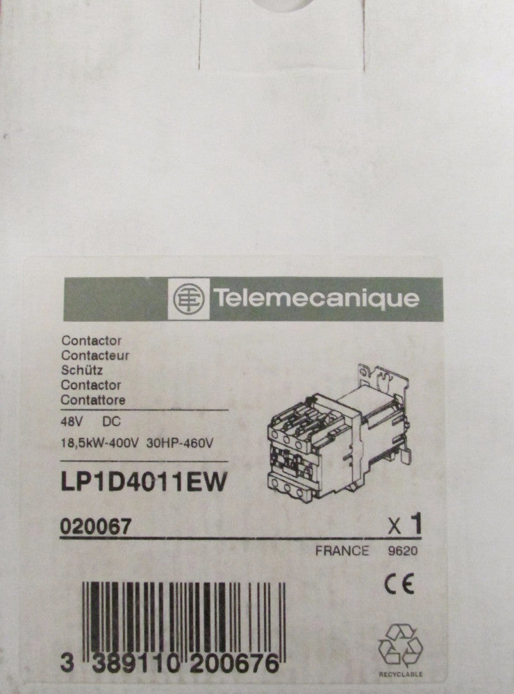 TELEMECANIQUE LP1 D4011 EW 48 V DC 30 HP Contactor  LP1D4011EW 48 vdc 