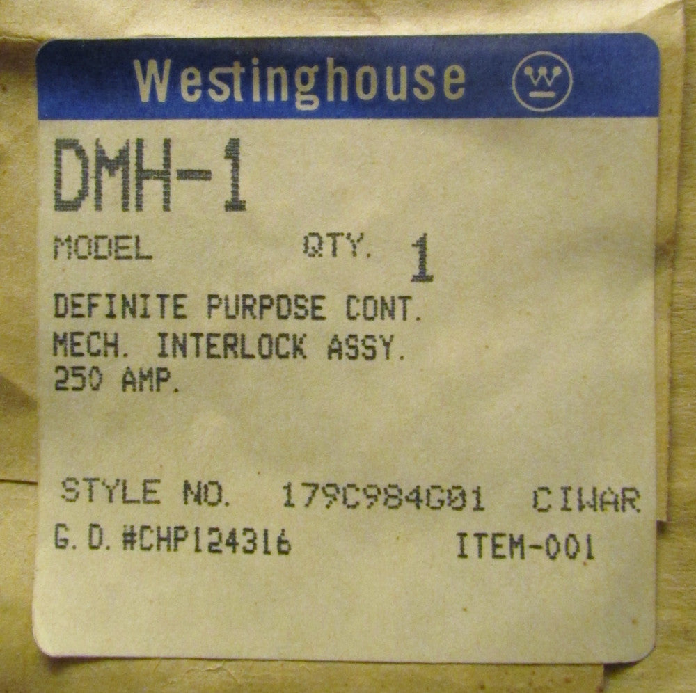 WESTINGHOUSE DMH-1 Definite Purpose Contactor Mechanical Interlock 179C984G01