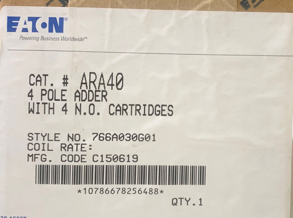 (SEALED) EATON CUTLER HAMMER ARA40 4 Pole Industrial Country Relay 766A030601