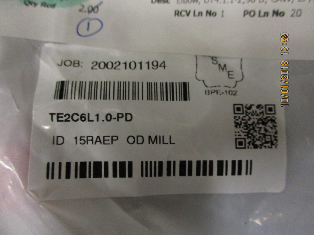 TE2C6L1.0-PD Maxpure BPE Series 1 90 Degree Elbow, T316L Stainless BRAND NEW!