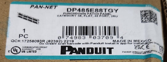 PANDUIT DP485E88TGY PAN-NET Punchdown Patch Panel Category 5E Flat 48 Port