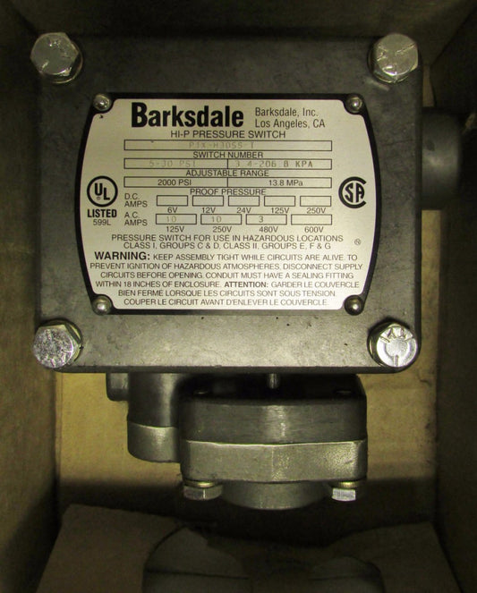 BARKSDALE PIX H3055 T HI-P Pressure Switch 5-30 PSI