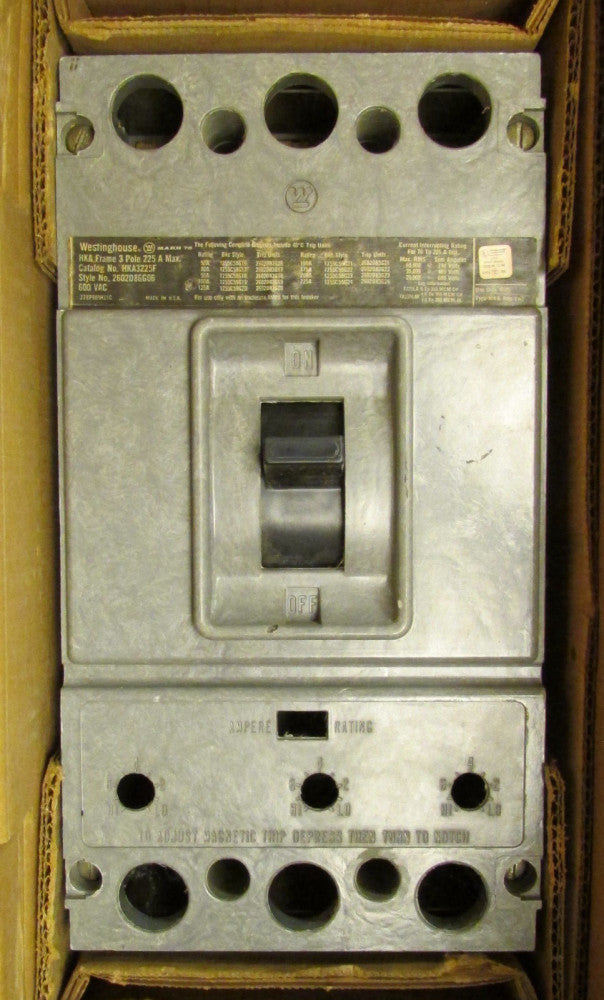 WESTINGHOUSE Type HKA Mark 75 Circuit Breaker Frame 3 Pole 225 Amp HKA3225F