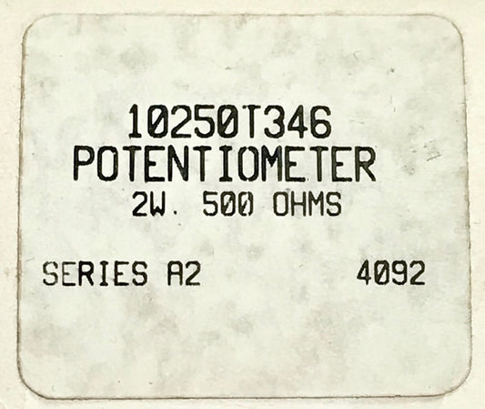EATON CUTLER HAMMER 10250T346 2 Watt 500 OHM Potentiometer 