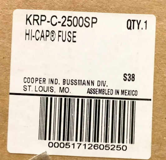 BUSS COOPER BUSSMANN KRP C 2500SP 600 VAC 2500 AMP HI-CAP Bolt In Fuse