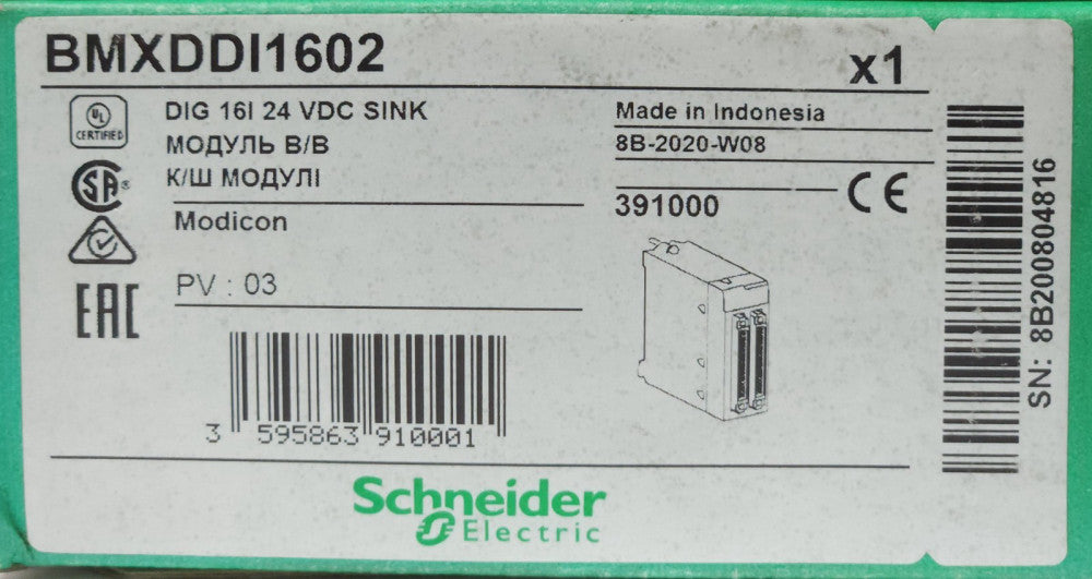 SCHNEIDER ELECTRIC MODICON BMXDDI1602 DIG 16I 24 VDC SINK DIGITAL Input Module
