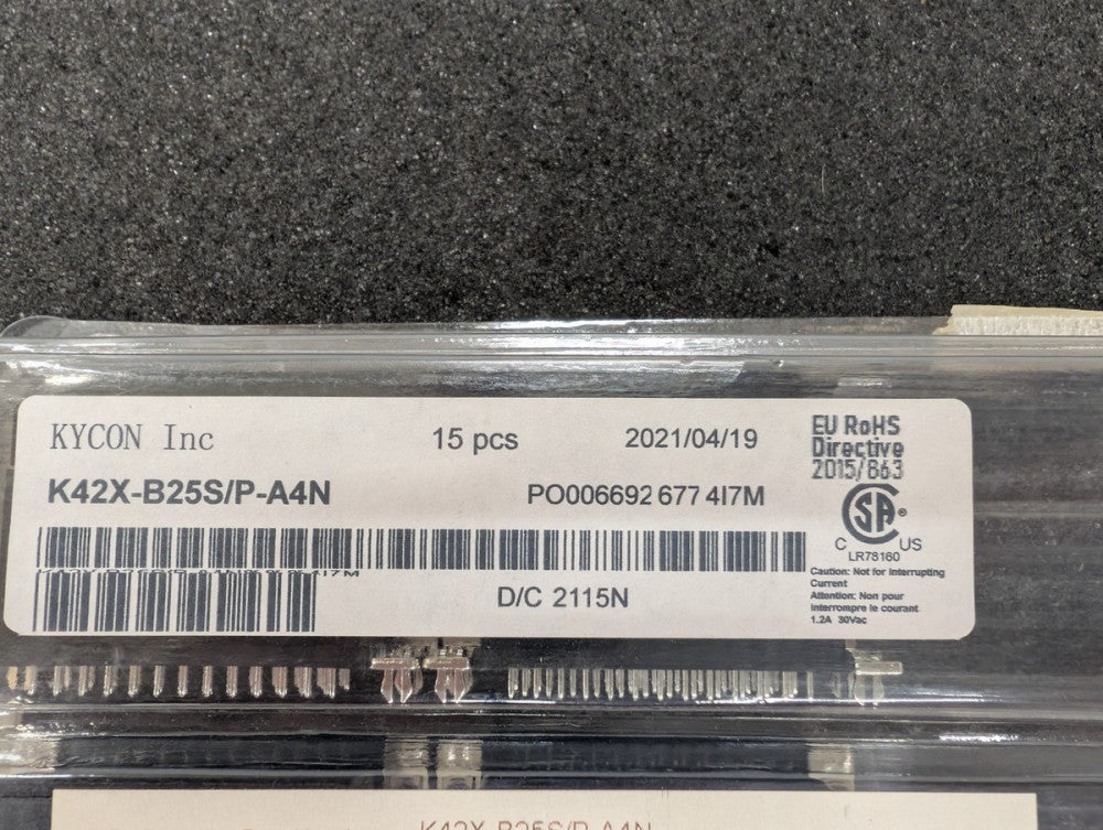 New, Kycon, K42X-B25S/P-A4N, CONN D-SUB PLG/RCPT 25P R/A SLDR