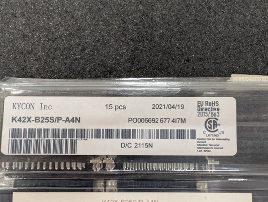 New, Kycon, K42X-B25S/P-A4N, CONN D-SUB PLG/RCPT 25P R/A SLDR