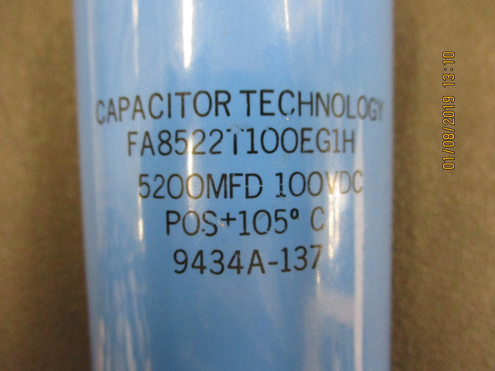 FA8522T100EG1H CAPACITOR TECHNOLOGY 5200MFD 100VDC POS+105 DEG C BRAND NEW!