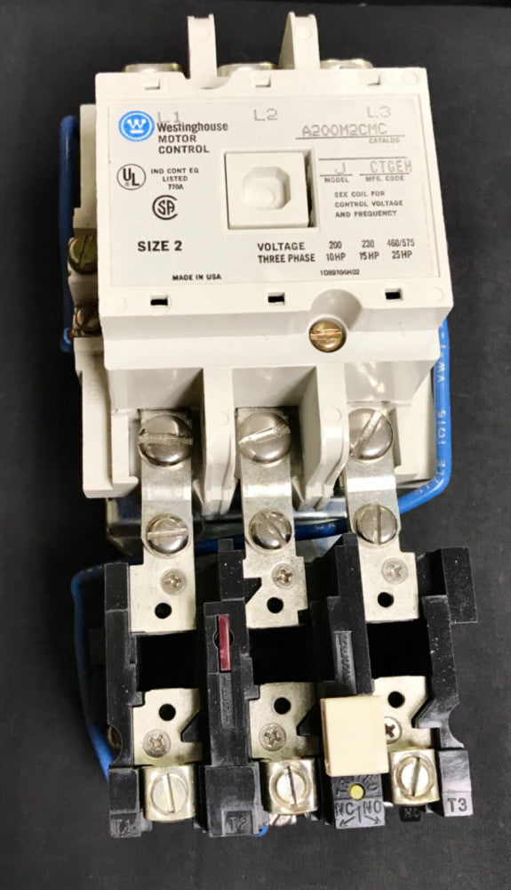 WESTINGHOUSE CUTLER HAMMER A200M2CMC A200 Size 2 Starter 48VDC Coil Model J NNB