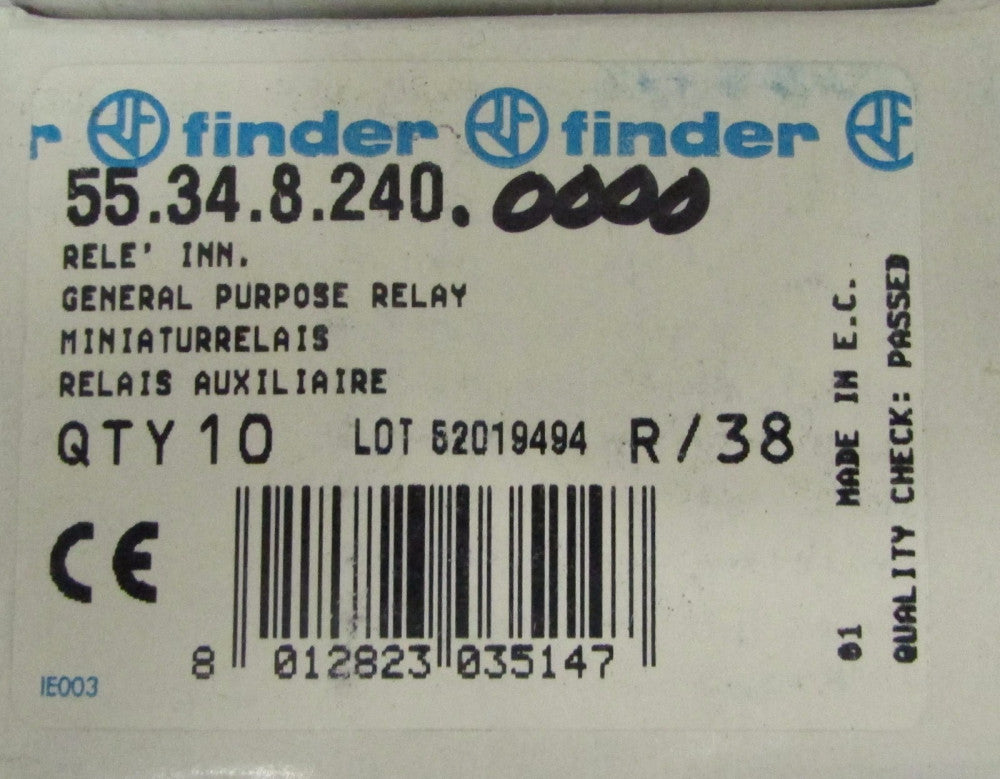 FINDER 55.34.8.240.0000 5 Amp 240 VAC Relay 55 34 8 240 0000 *PRICE PER EACH*