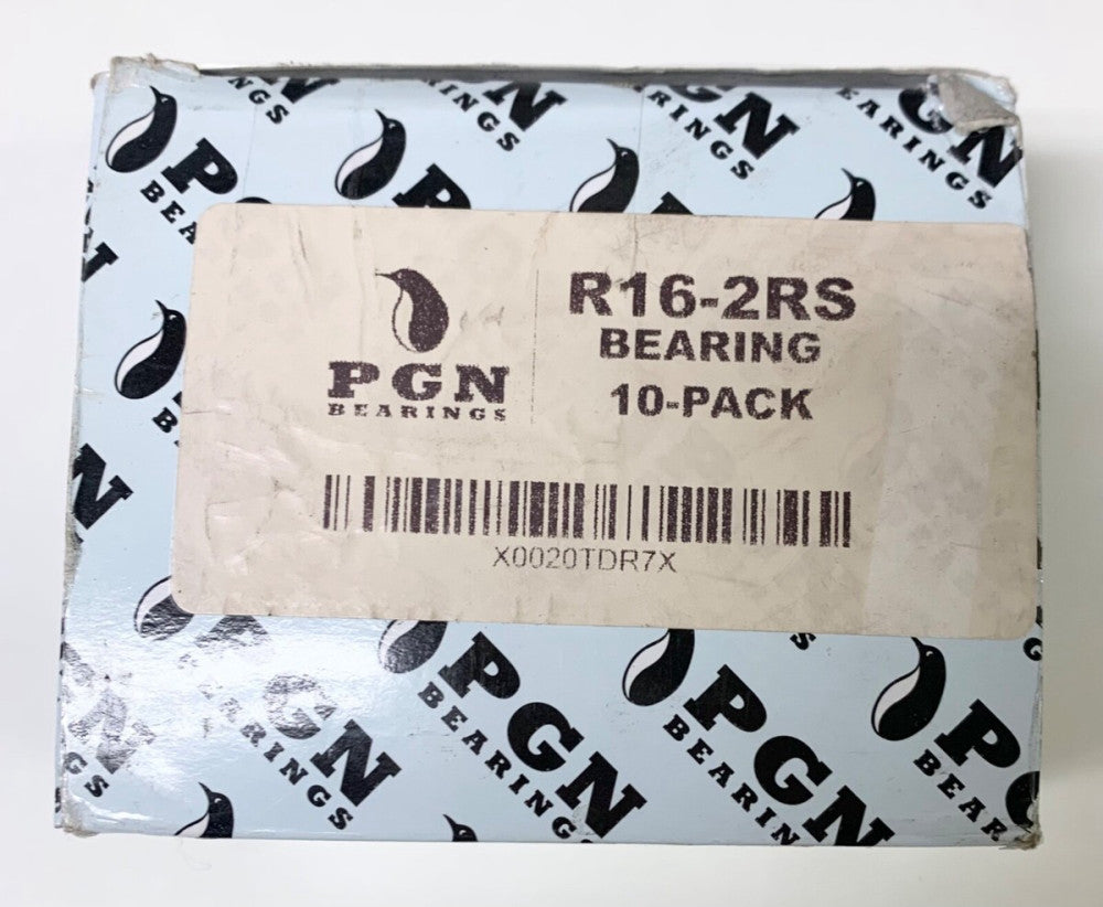 1 Box of 10 PGN R16 2RS C3 EMQ Rubber Sealed Ball Bearing 1'' x 2'' x 1/2'' 