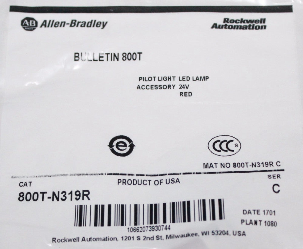 ALLEN BRADLEY Red LED Pilot Light Lamp Bulb 24V 800T N319R