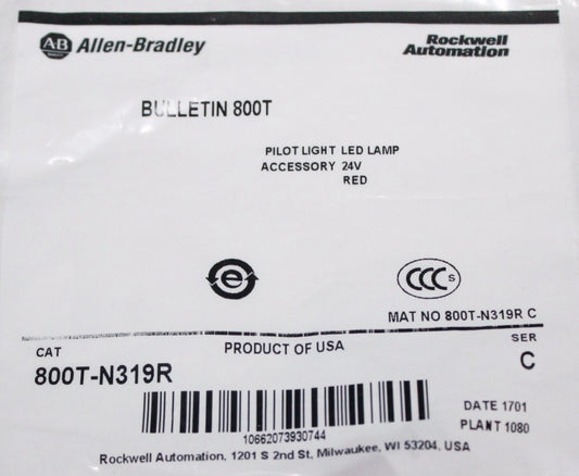ALLEN BRADLEY Red LED Pilot Light Lamp Bulb 24V 800T N319R