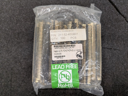 New, Adam Tech, PH2RA-80-UA, CONN HEADER R/A 80POS 2.54MM - Lot of 100pcs