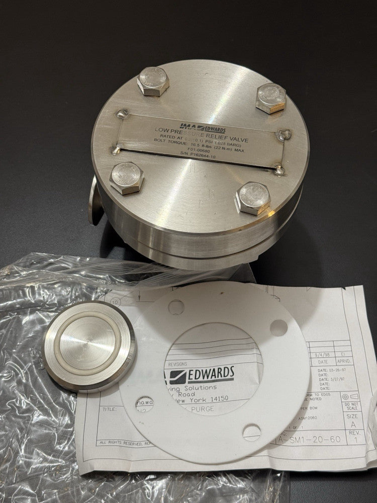 IMA Edwards Low Pressure Relief Valve 0.2 PSI F01-00680 - New Unused