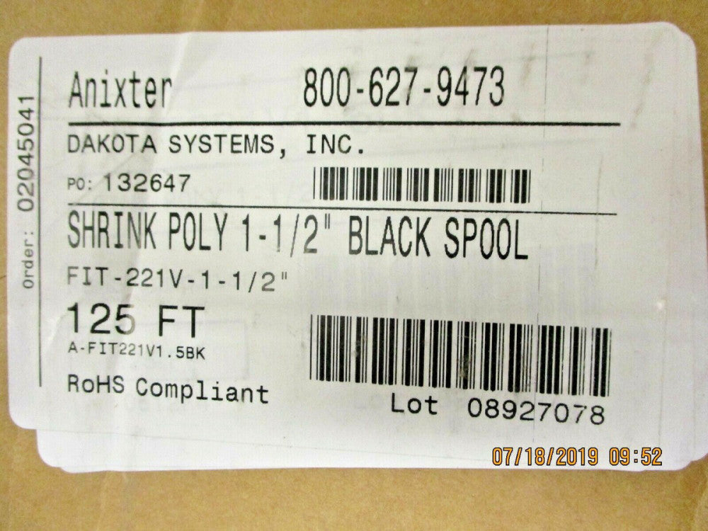 ALPHAWIRE - FIT221V-1-1/2 - Heat Shrink Tubing and Sleeves 4FT STICK BLACK