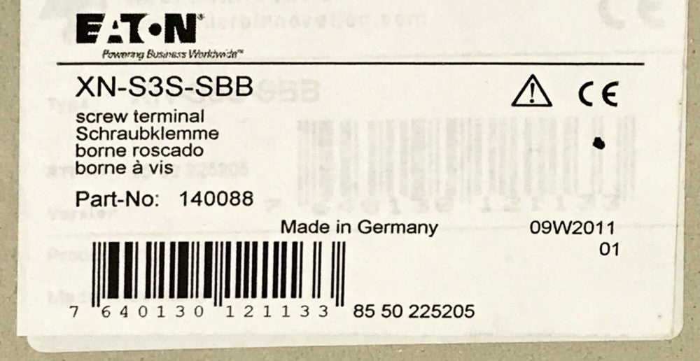 EATON MOELLER XN S3S SBB Screw Terminal Block 140088 XION
