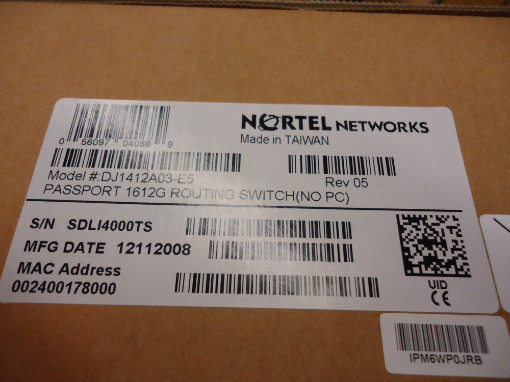 DJ1412A03-E5 NORTEL NETWORKS PASSPORT 1612G ROUTING SWITCH BRAND NEW!