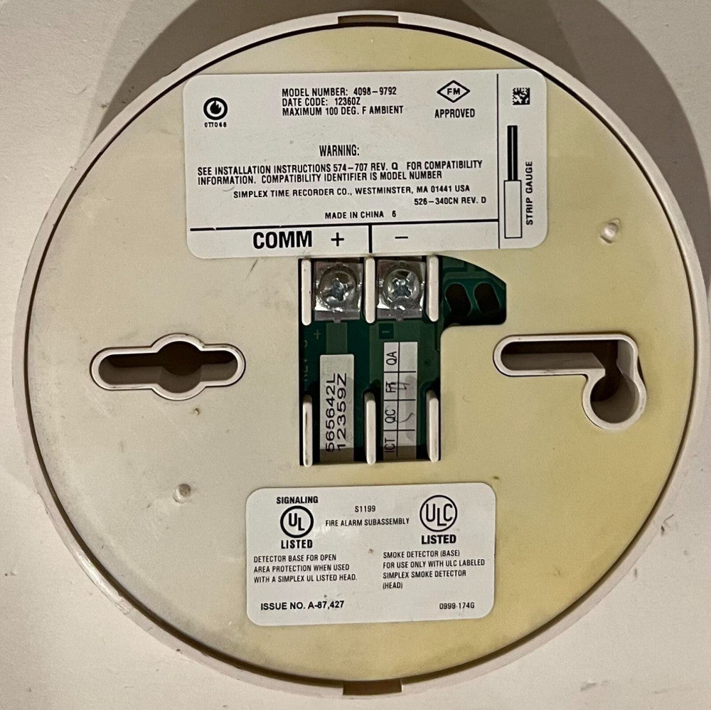SIMPLEX 4098 9792 Smoke Detector Base 12360Z
