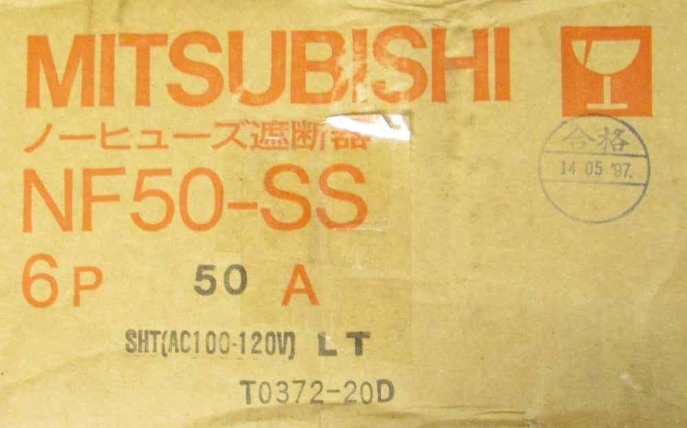 MITSUBISHI NF50 SS 6P 50A 6 Pole 50 Amp SHT AC100 120V LT T0372-20D Breaker