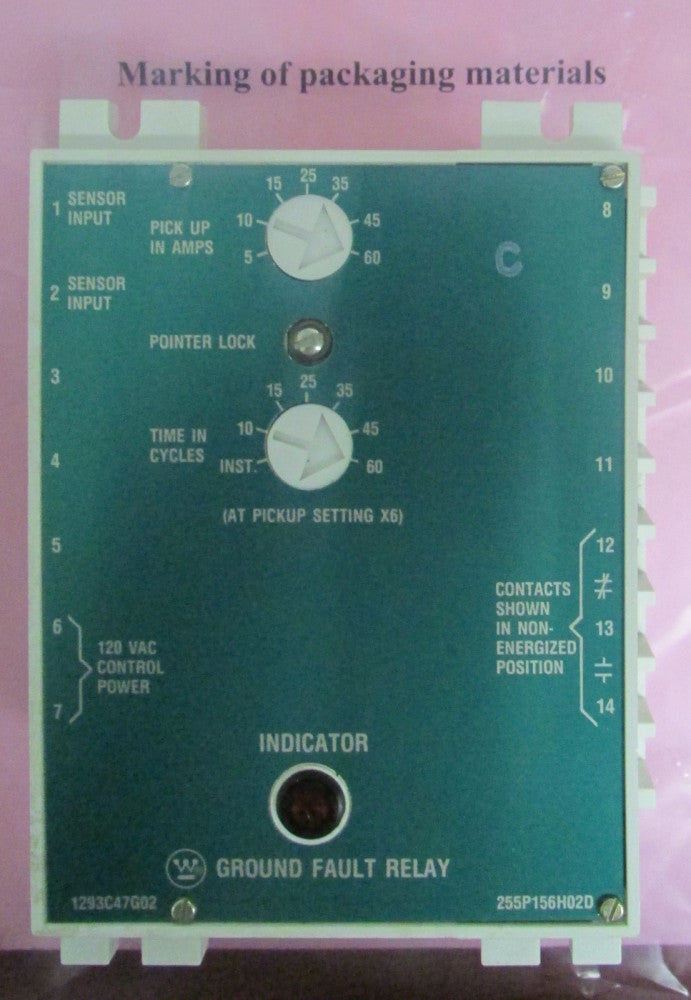 WESTINGHOUSE Ground Fault Relay 5-60 Amp 120 VAC 1293C47G02