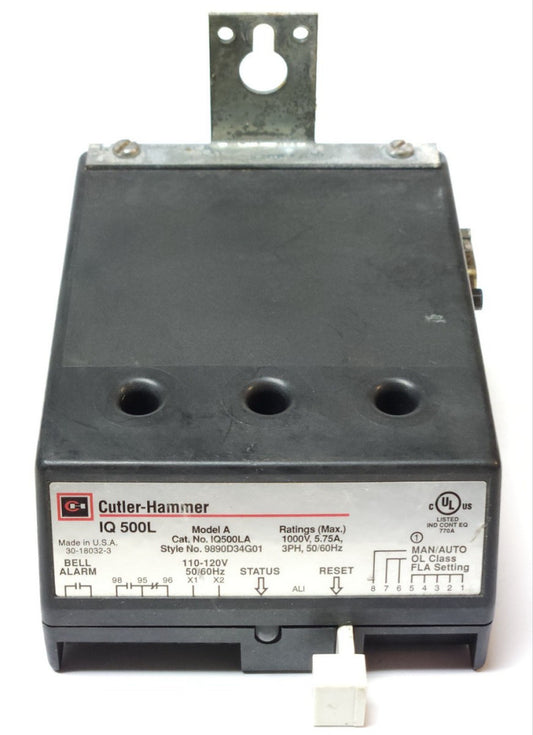 EATON CUTLER HAMMER IQ500LA IQ 500L Electronic Overload Relay IQ 500 9890D34G01