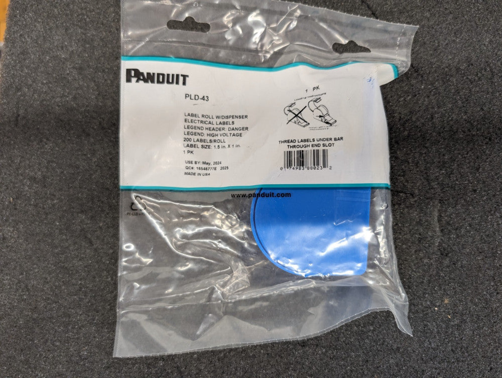 New, Panduit, PLD-43, 1.5-inch X1 200PC ELECTRICAL WARNING LABEL DISPENSER