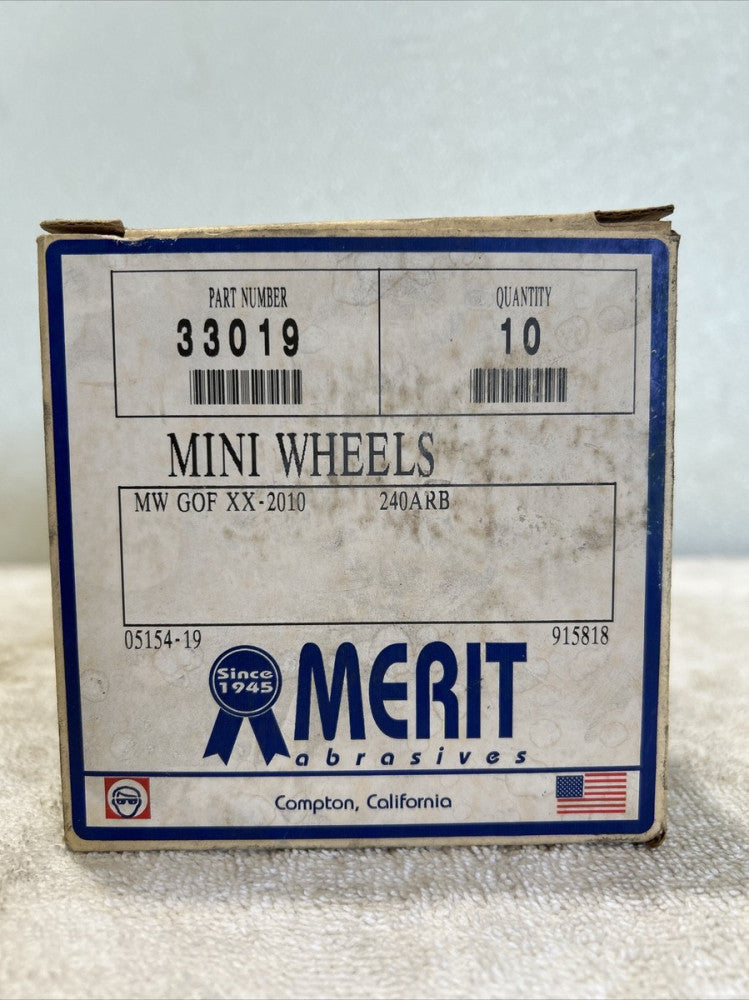 (Box of 10) Merit Abrasives 33019 2"x1"x1/4" Mini Wheel; MW GOF XX -2010 240ARB