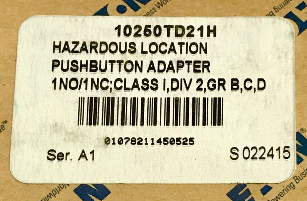 EATON CUTLER HAMMER 10250TD21H Hazardous Location Pushbutton Adapter 1 NO 1 NC