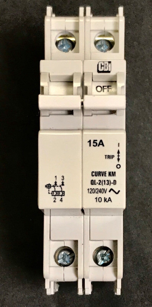 CBI Circuit Breaker Industries QLD28KM15 2 Pole 15AMP QL-2(13)-D-KM-15A 120/240V
