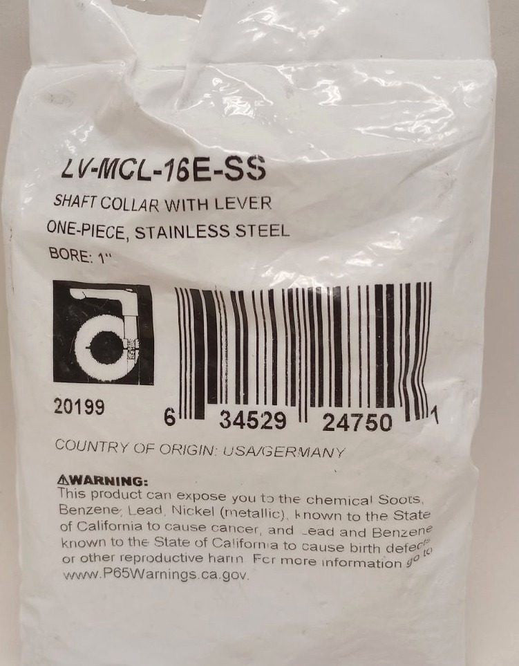 Ruland LV-MCL-16E-SS Shaft Collar With Lever 1"Bore One Pc SS