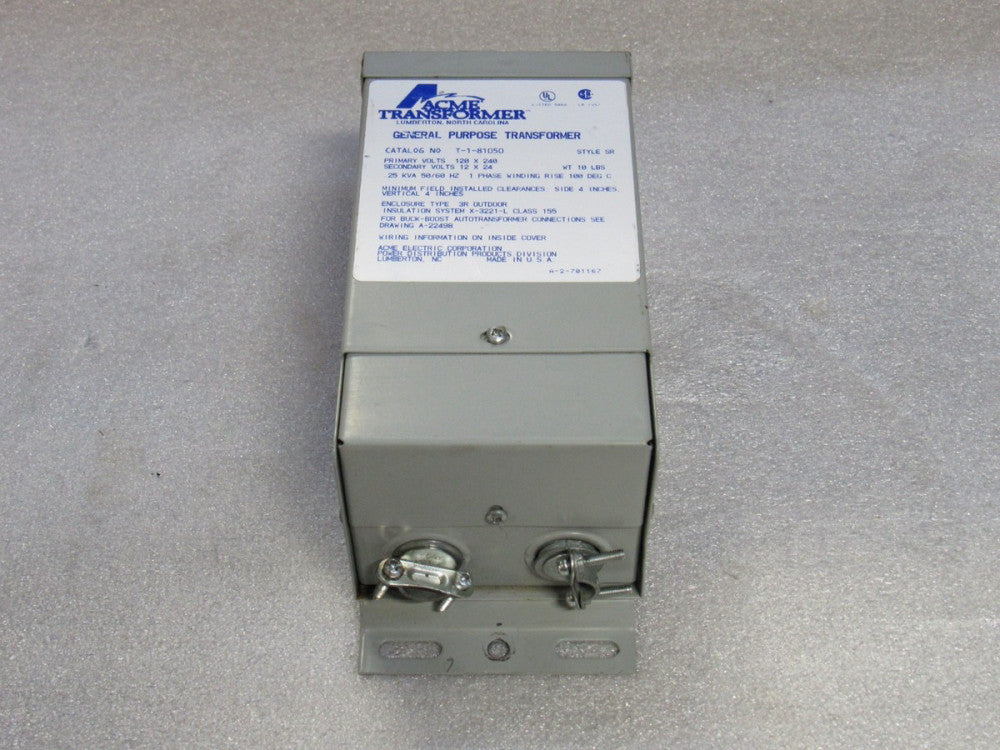 Acme Transformer T-1-81050 1PH .25 KVA 120X240V PRI 12x24V SEC