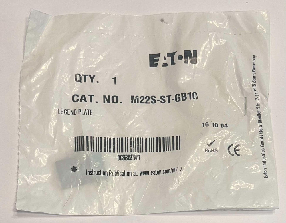 EATON M22S ST GB10 ON OFF Silver Insert for Legend Plate
