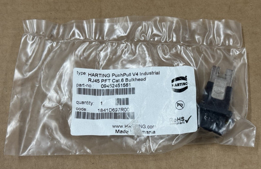 Harting 09452451561 PushPull V4 Industrial RJ45 PFT Cat. 6 Bulkhead Connector