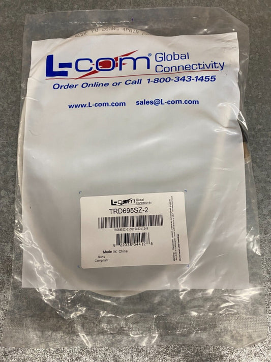 NEW, L-Com, TRD695SZ-2, Shielded Cat 6 Cable, RJ45 / RJ45 LSZH Jacket, 2.0 ft