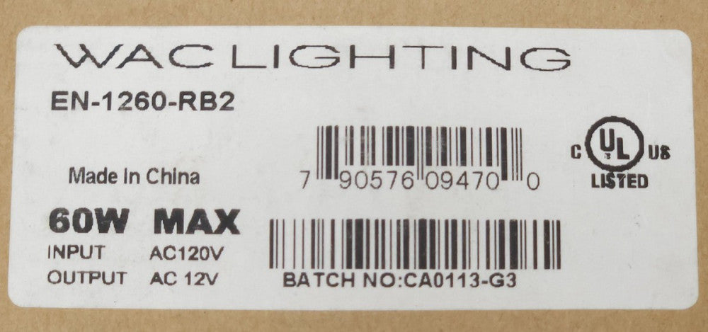 WAC LIGHTING EN 1260 RB2 Lighting Power Supply 60 Watt Input 120 VAC Output