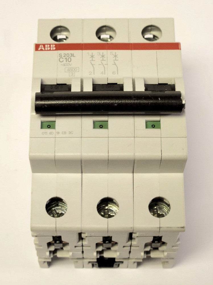 ABB S 203L C10 3 Pole S203L 400 VAC Circuit Breaker 4.5-7.5 Ka Circuit Breaker