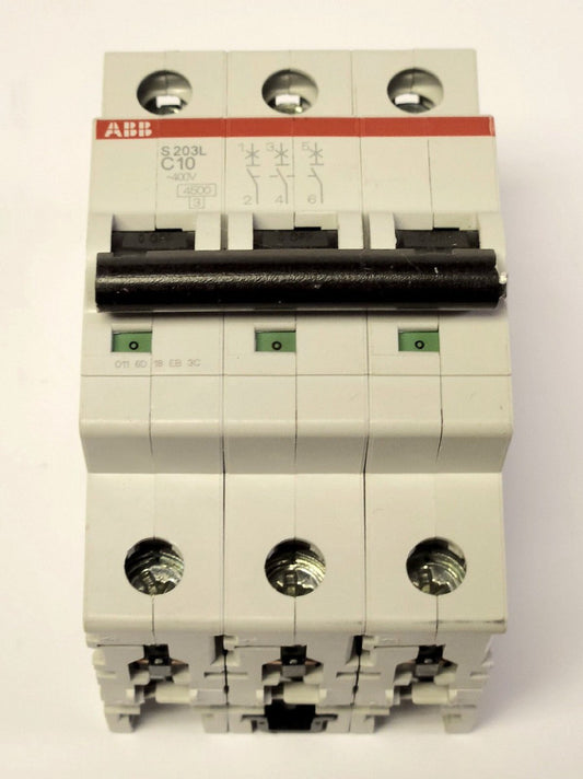 ABB S 203L C10 3 Pole S203L 400 VAC Circuit Breaker 4.5-7.5 Ka Circuit Breaker