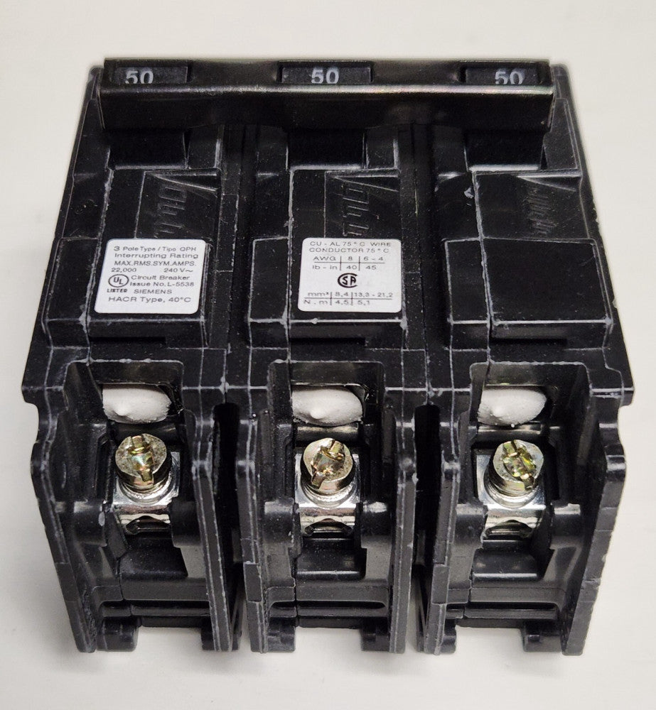 SIEMENS Q350H 3 Pole 50 AMP Type QPH Bolt In Circuit Breaker 120 240 VAC