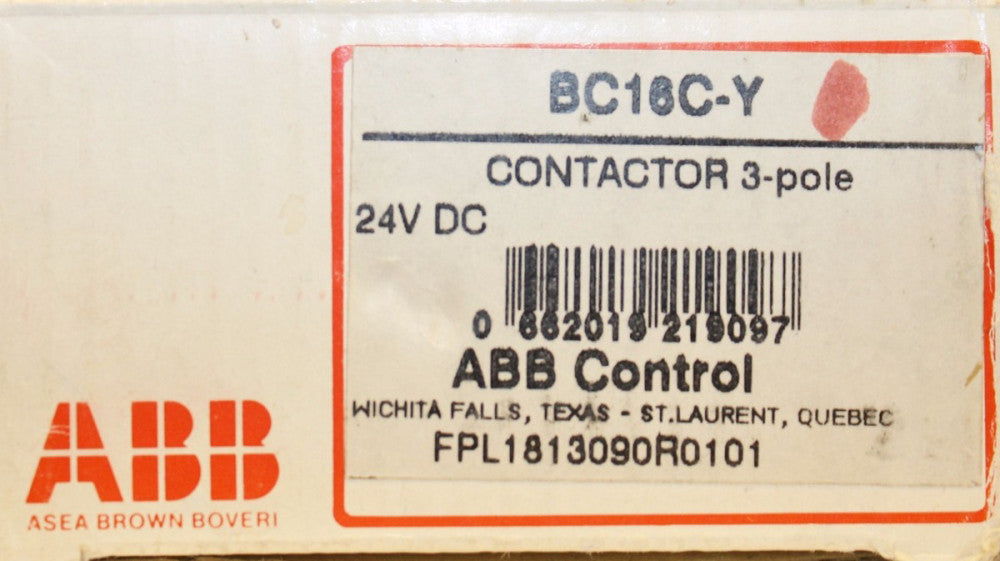ABB Contactor 24VDC 3 Pole BC16C Y
