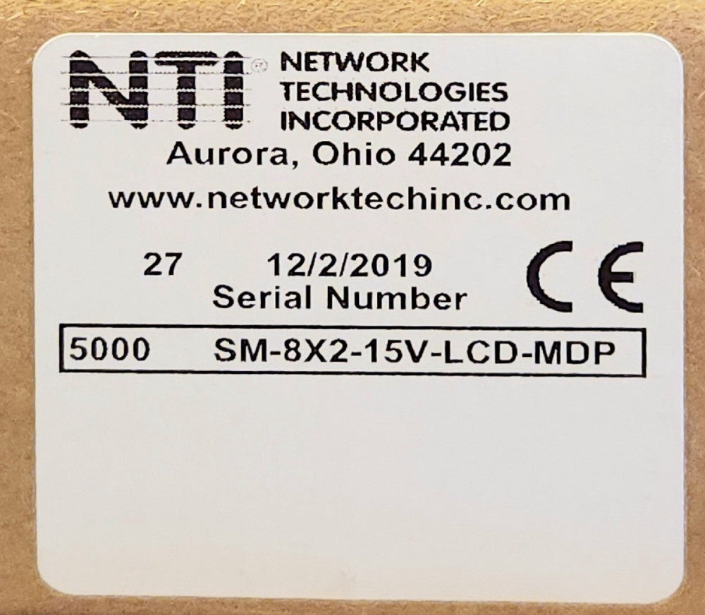 NTI Network Technologies SM 8X2 15V LCD MDP VEEMUX Video Matrix Switch Ethernet